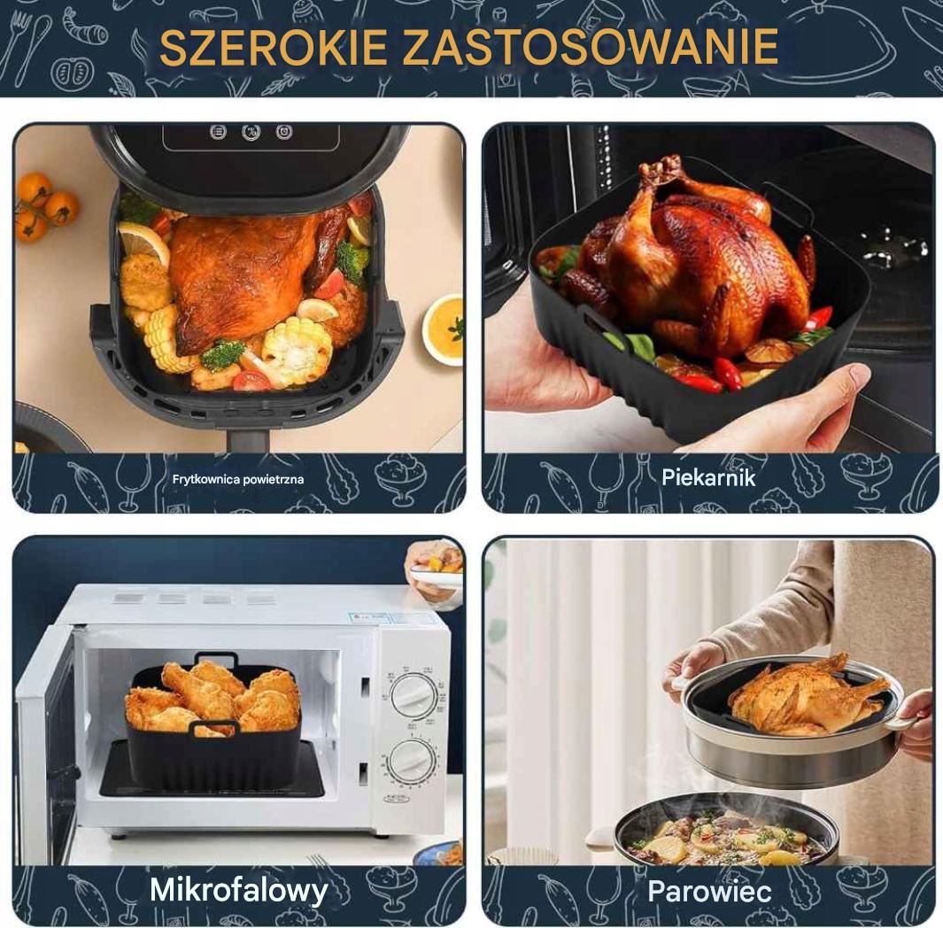 Akcesoria do frytkownicy silikonowe 16,5x16,5 Philips BPA Free x2 Airfryer - obrazek 6