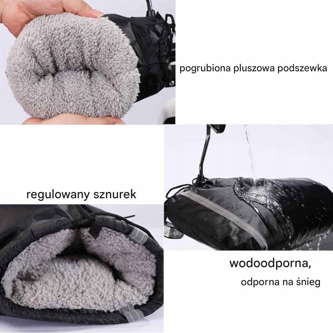 MUFKI na kierownicę ocieplacz rękawice motor rower wodoodporne termiczne - obrazek 4