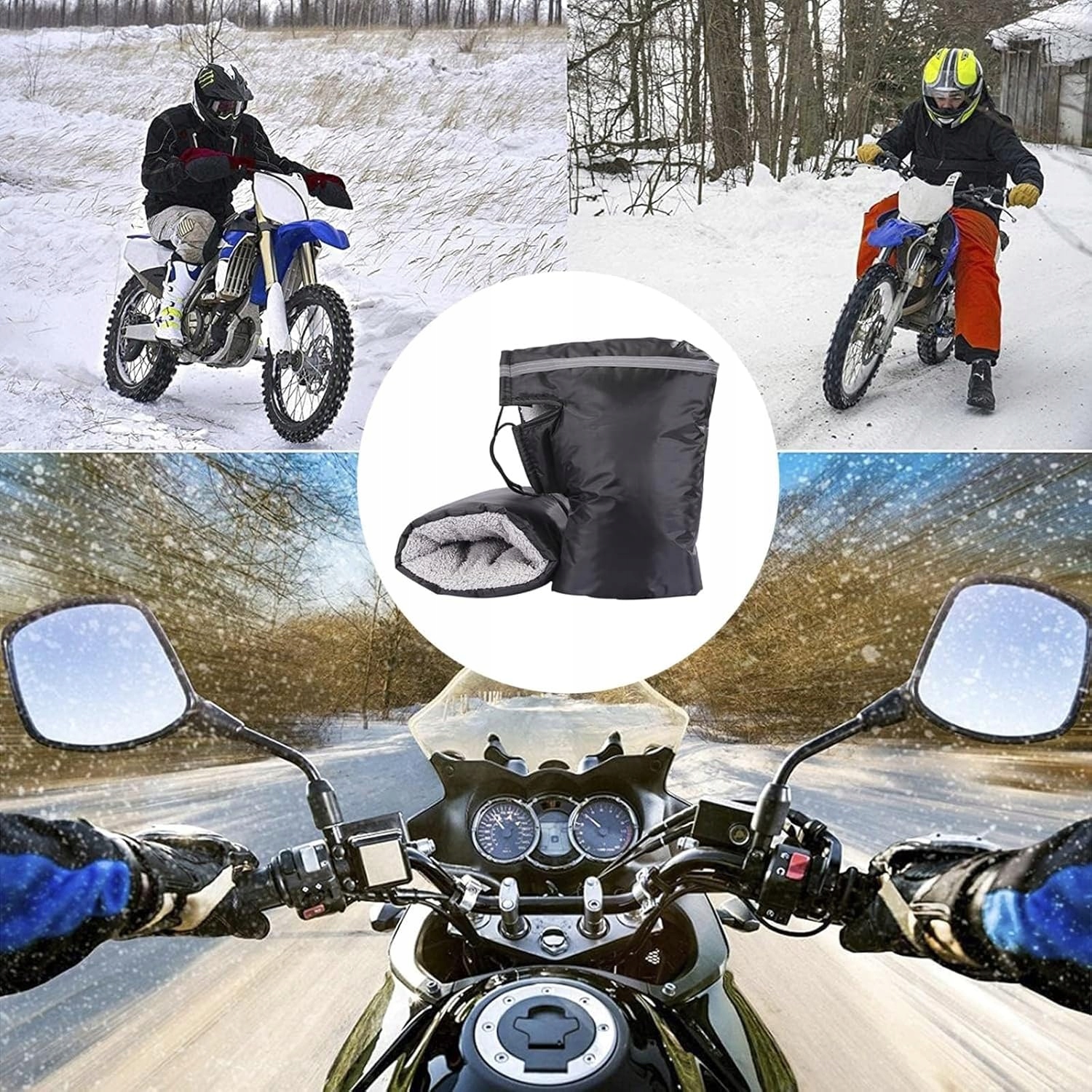 MUFKI na kierownicę ocieplacz rękawice motor rower wodoodporne termiczne - obrazek 8