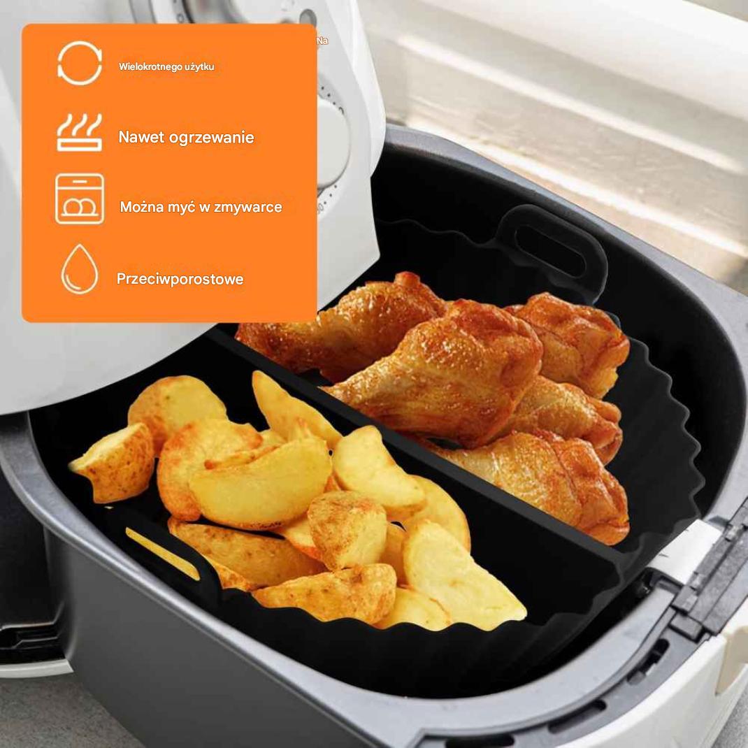 SILIKONOWA OKRĄGŁA FORMA DO AIRFRYER x2 PODZIELNA Air Fryer Frytkownica - obrazek 2