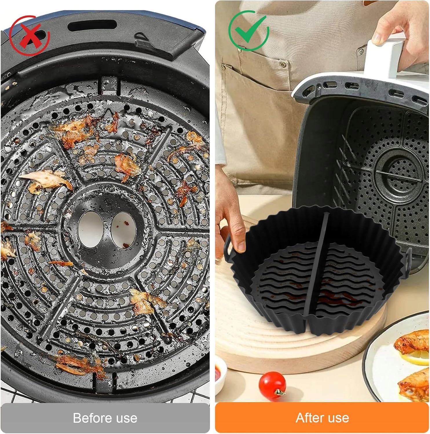 SILIKONOWA OKRĄGŁA FORMA DO AIRFRYER x2 PODZIELNA Air Fryer Frytkownica - obrazek 3