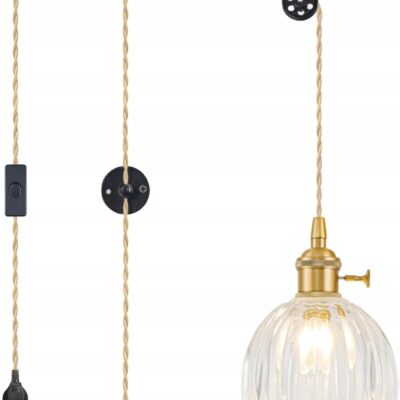 Lampa Wisząca Loft Retro Tulipan z Regulacją Wysokości Szklany Klosz