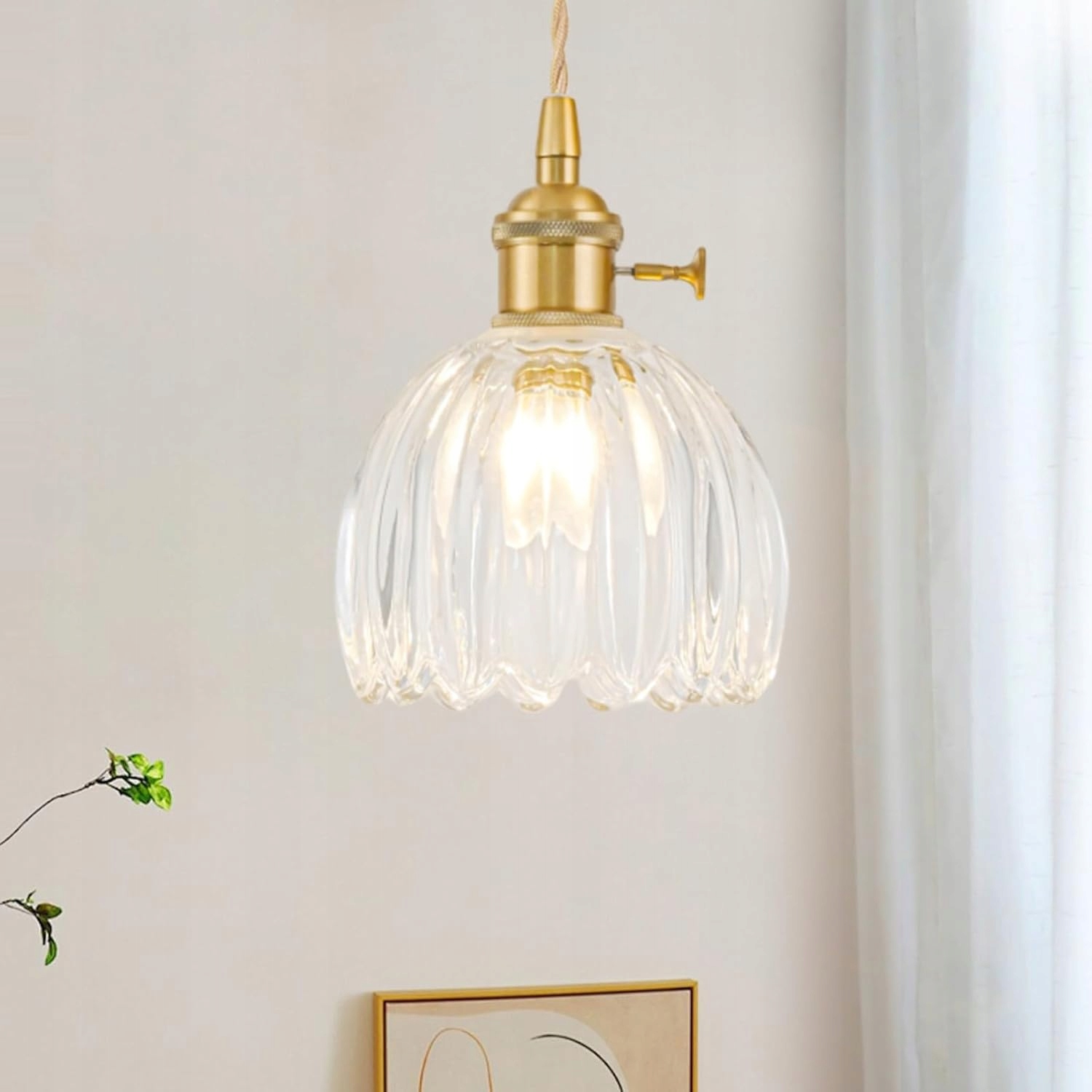 Lampa Wisząca Loft Retro Tulipan z Regulacją Wysokości Szklany Klosz - obrazek 3