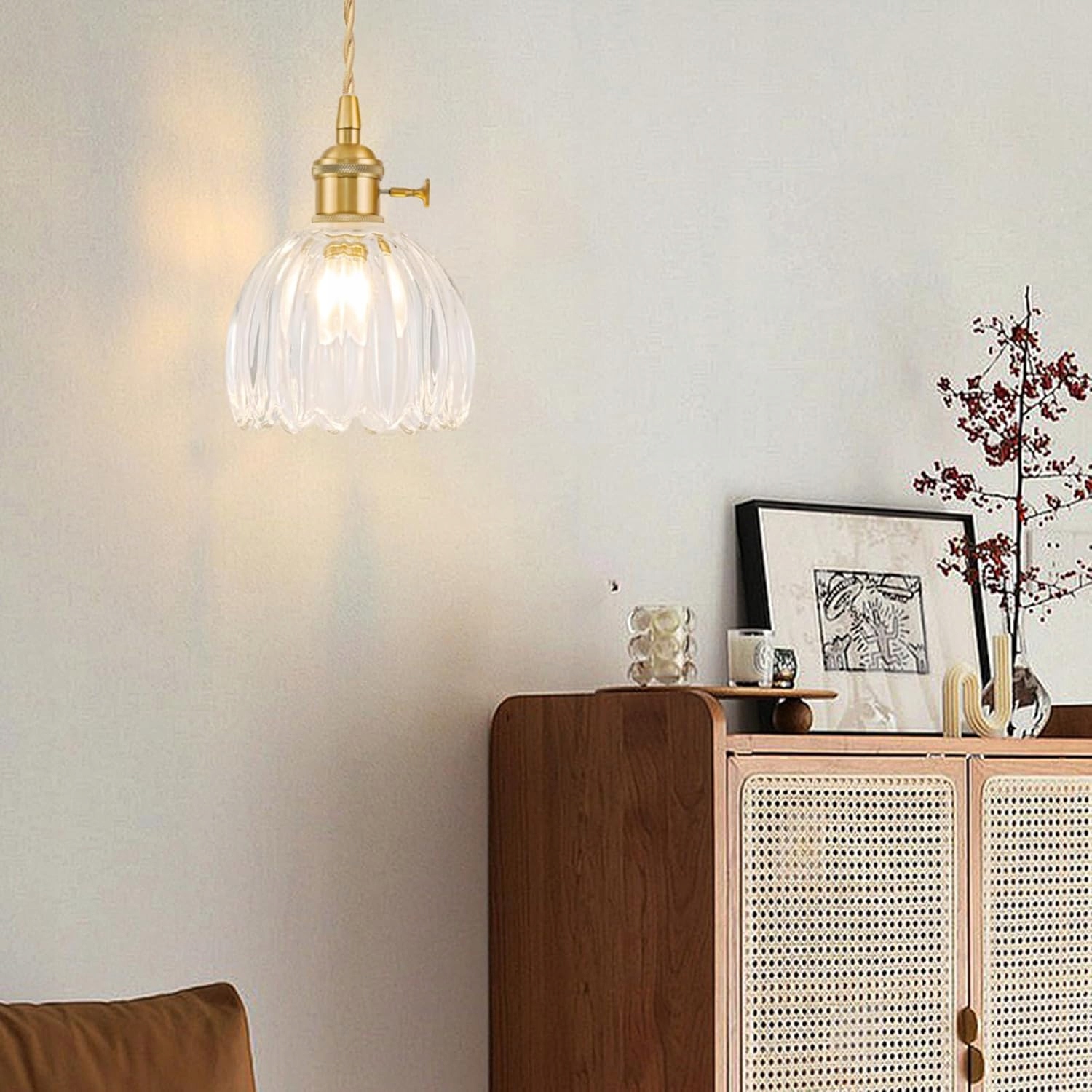 Lampa Wisząca Loft Retro Tulipan z Regulacją Wysokości Szklany Klosz - obrazek 5