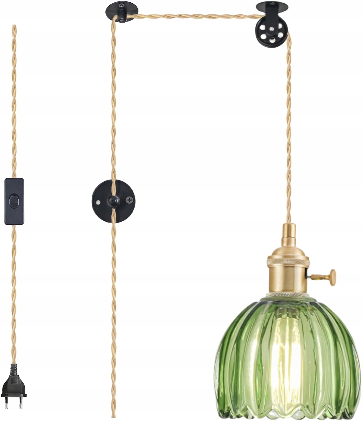 Lampa Wisząca Loft Retro Tulipan z Regulacją Wysokości Szklany Klosz