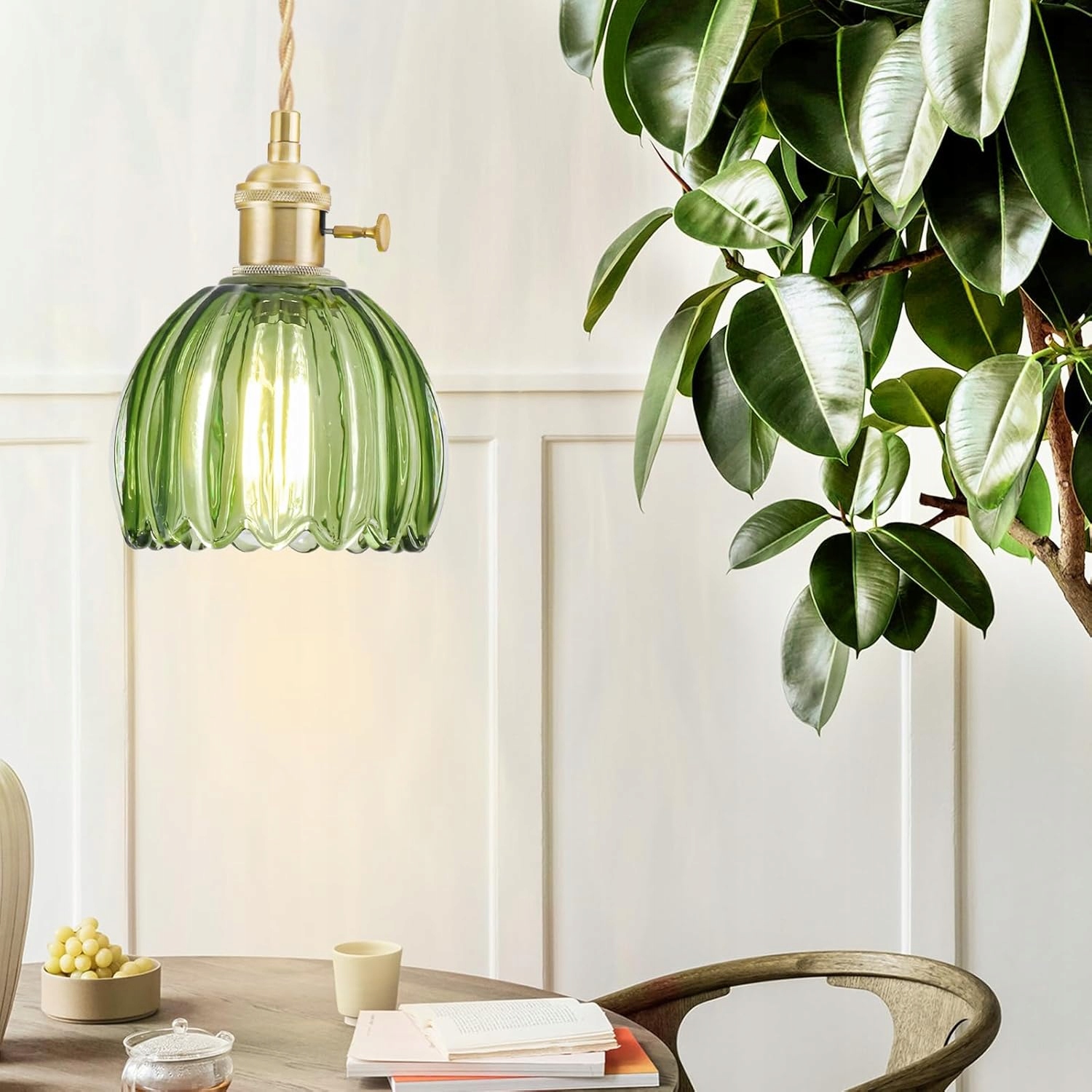 Lampa Wisząca Loft Retro Tulipan z Regulacją Wysokości Szklany Klosz - obrazek 4