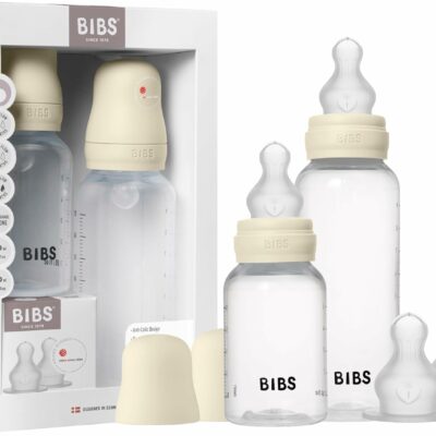 BIBS Antykolkowe butelki zestaw 2 sztuki 4 smoczki beżowy Nie zawiera BPA
