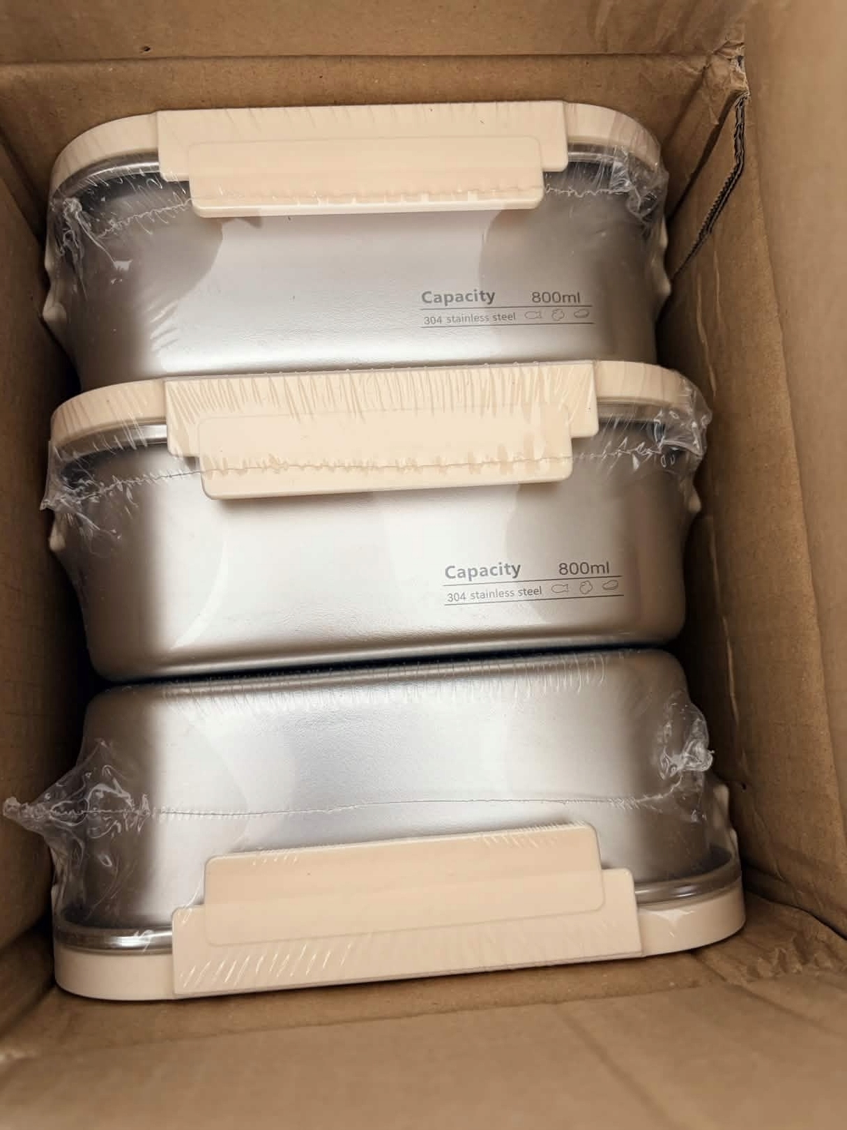 Lunch Box 3x 800ml Pojemniki na żywność Hermetyczne pudełka stal nierdzewna - obrazek 3