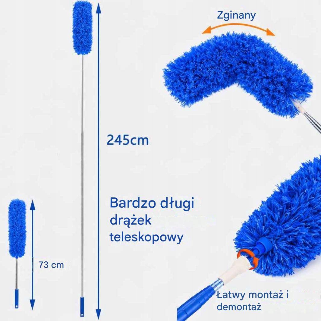 Szczotka teleskopowa do kurzu MEGA DŁUGA 245cm i szczotka do szczelin - obrazek 4