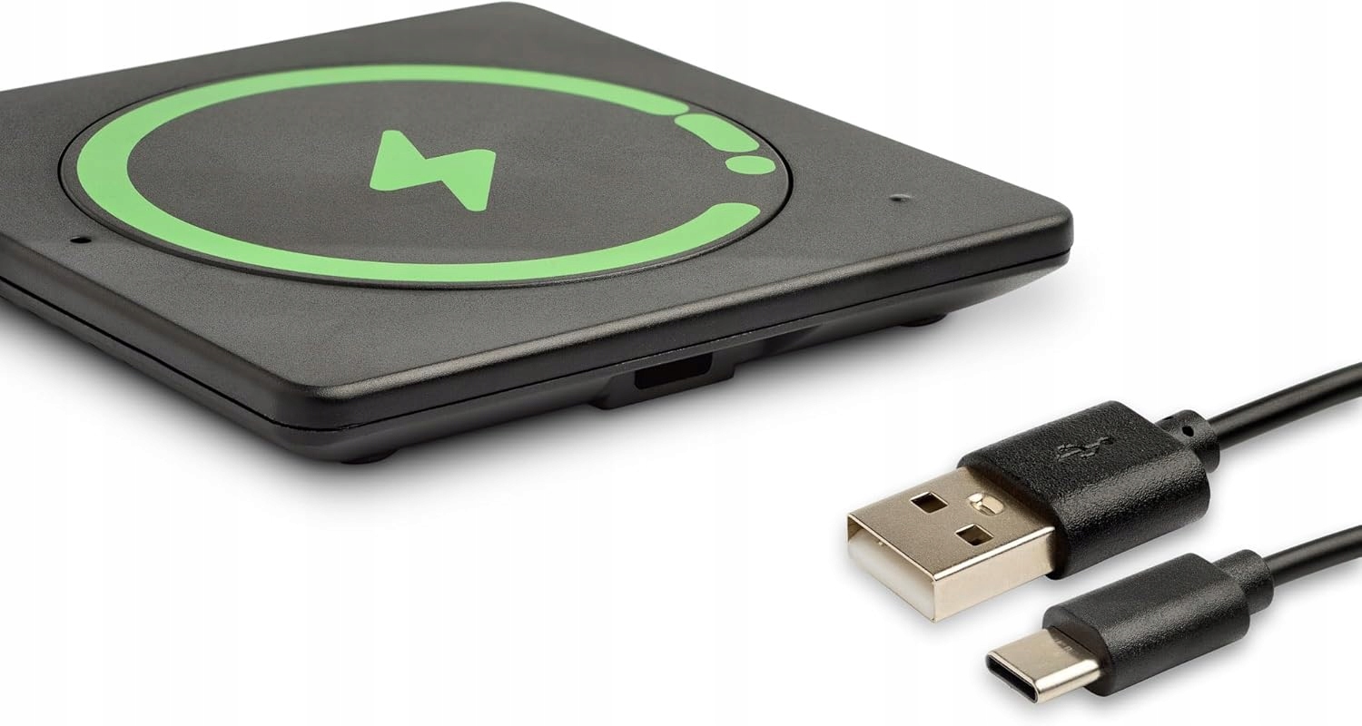 ładowarka indykcyjna bezprzewodowa usb c czarna zielona błyskawica - obrazek 2