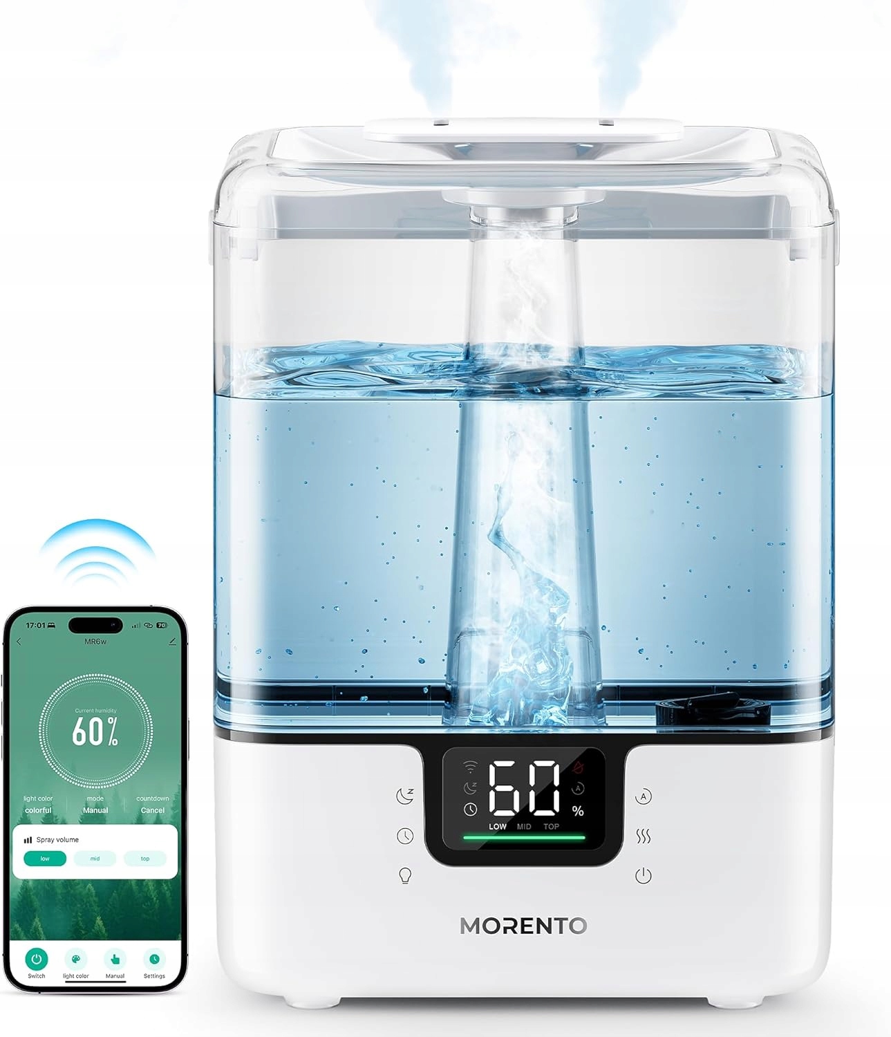 NAWILŻACZ POWIETRZA MORENTO MR6W DUŻY 6l WiFi Tuya RGB 350ml/h