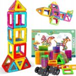 KLOCKI MAGNETYCZNE 3D MAGNETIC ZESTAW 46 el KONSTRUKCYJNE EDUKACYJNE PANELE