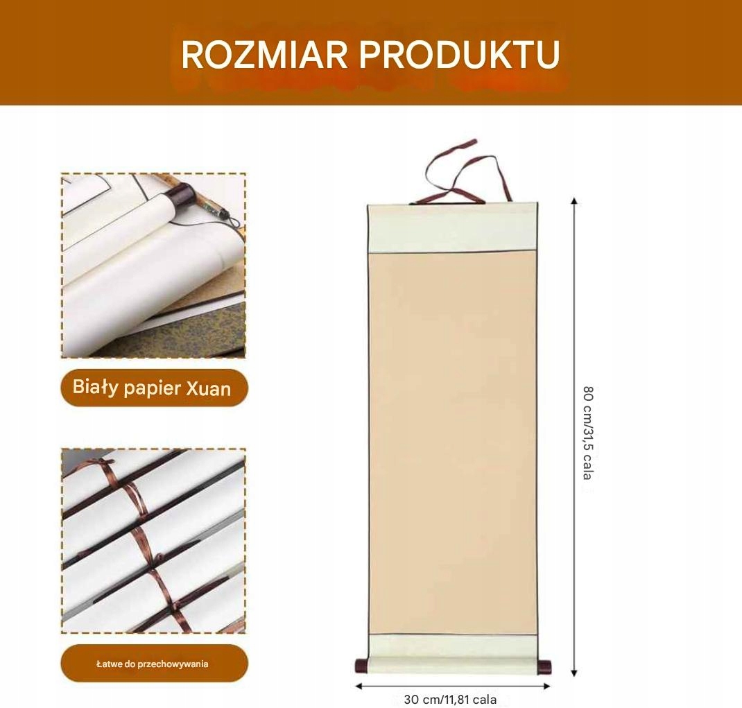 2x PAPIER RYŻOWY ZWÓJ PAPIER DO KALIGRAFII DIY 2 sztuki Beżowy - obrazek 2