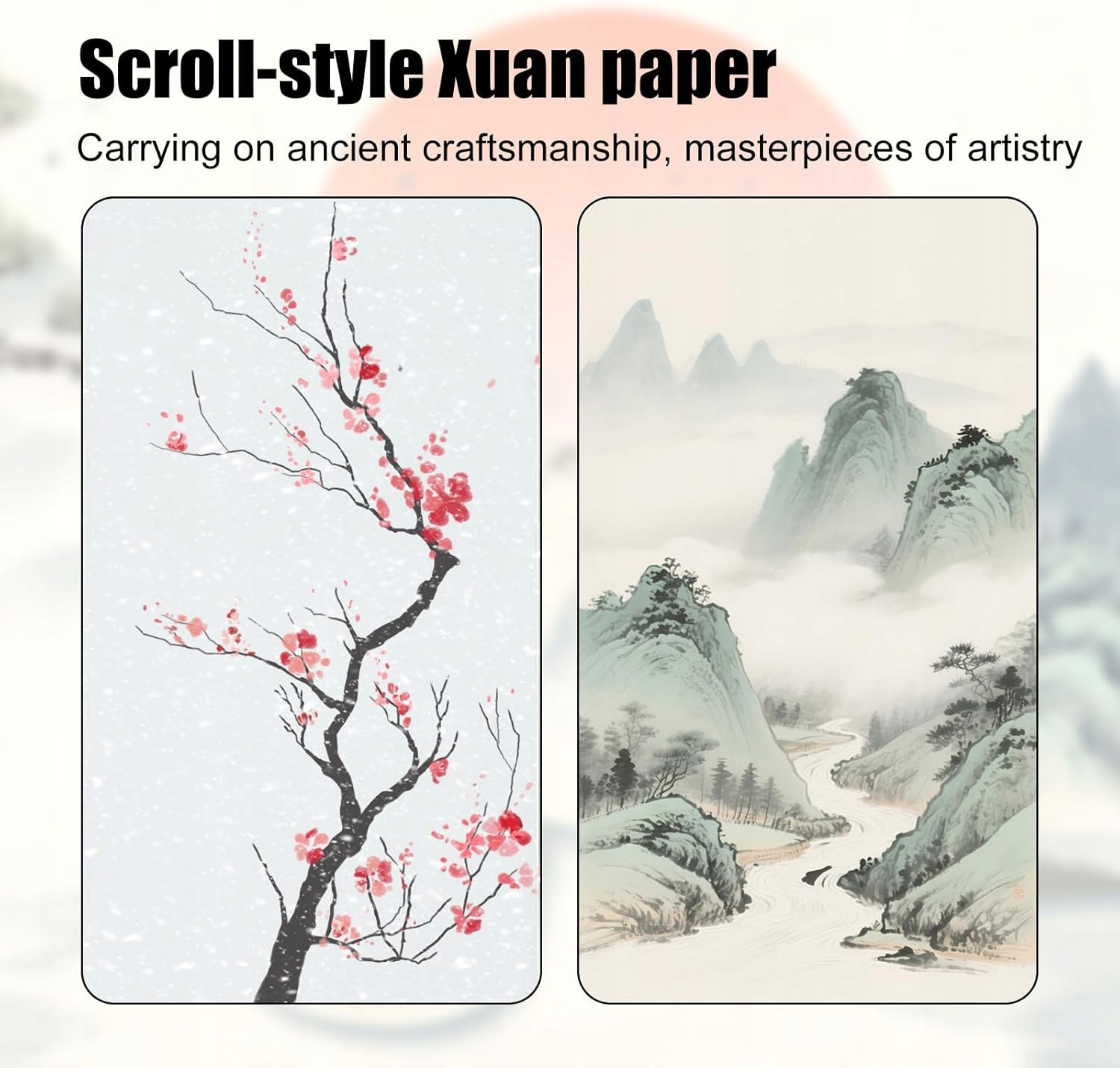 2x PAPIER RYŻOWY ZWÓJ PAPIER DO KALIGRAFII DIY 2 sztuki Beżowy - obrazek 7