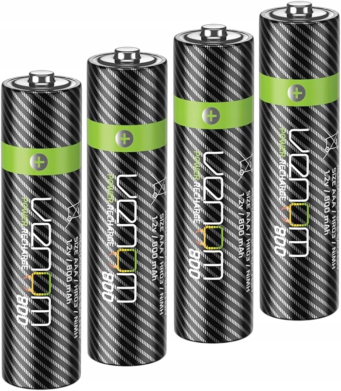 Akumulatorki AAA, 800 mAh, do ponownego ładowania 4 sztuki VENOM