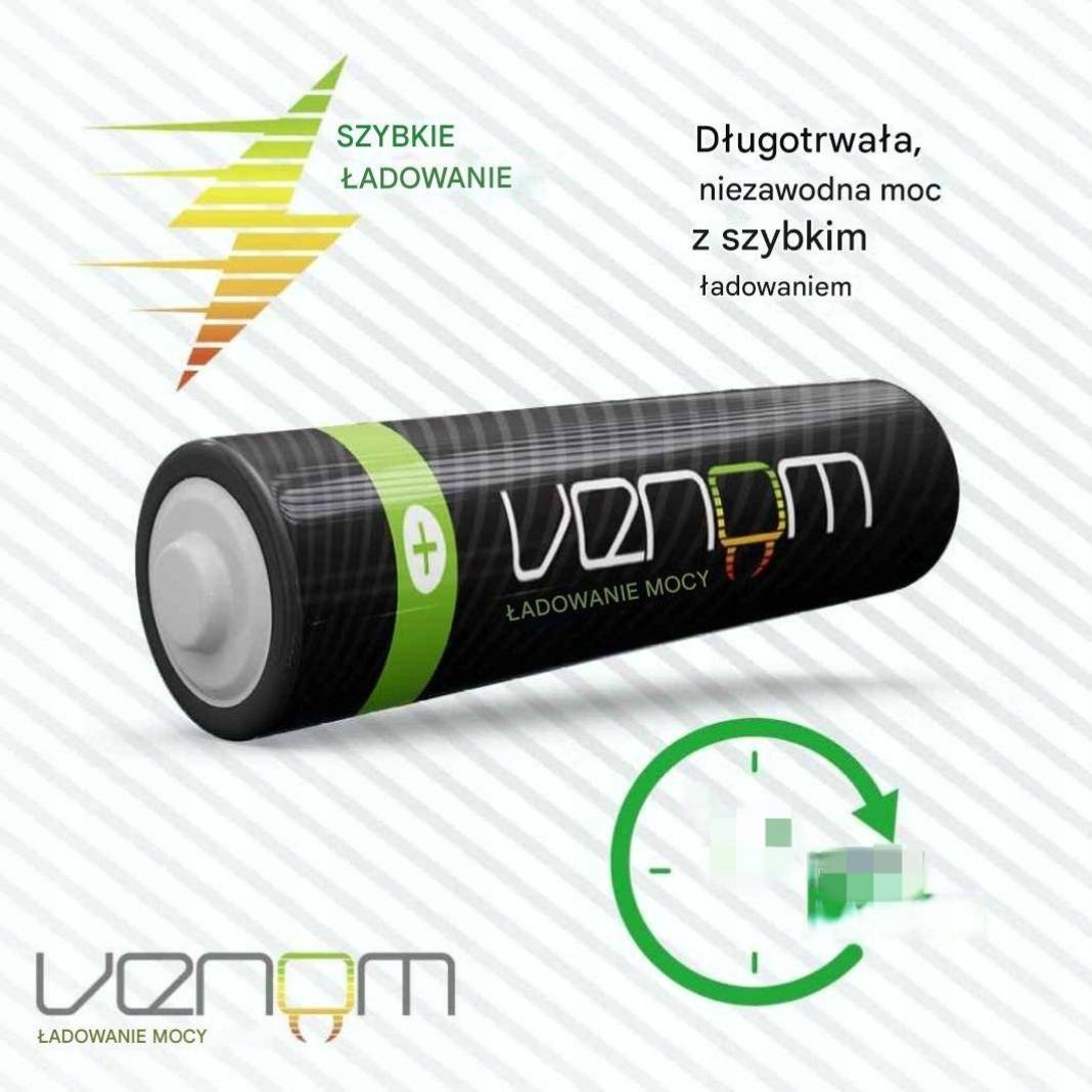 Akumulatorki AAA, 800 mAh, do ponownego ładowania 4 sztuki VENOM - obrazek 3
