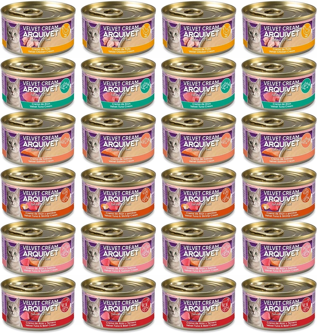 Puszka Mokra Karma Arquivet Velvet 24 puszki Cream 6 smaków