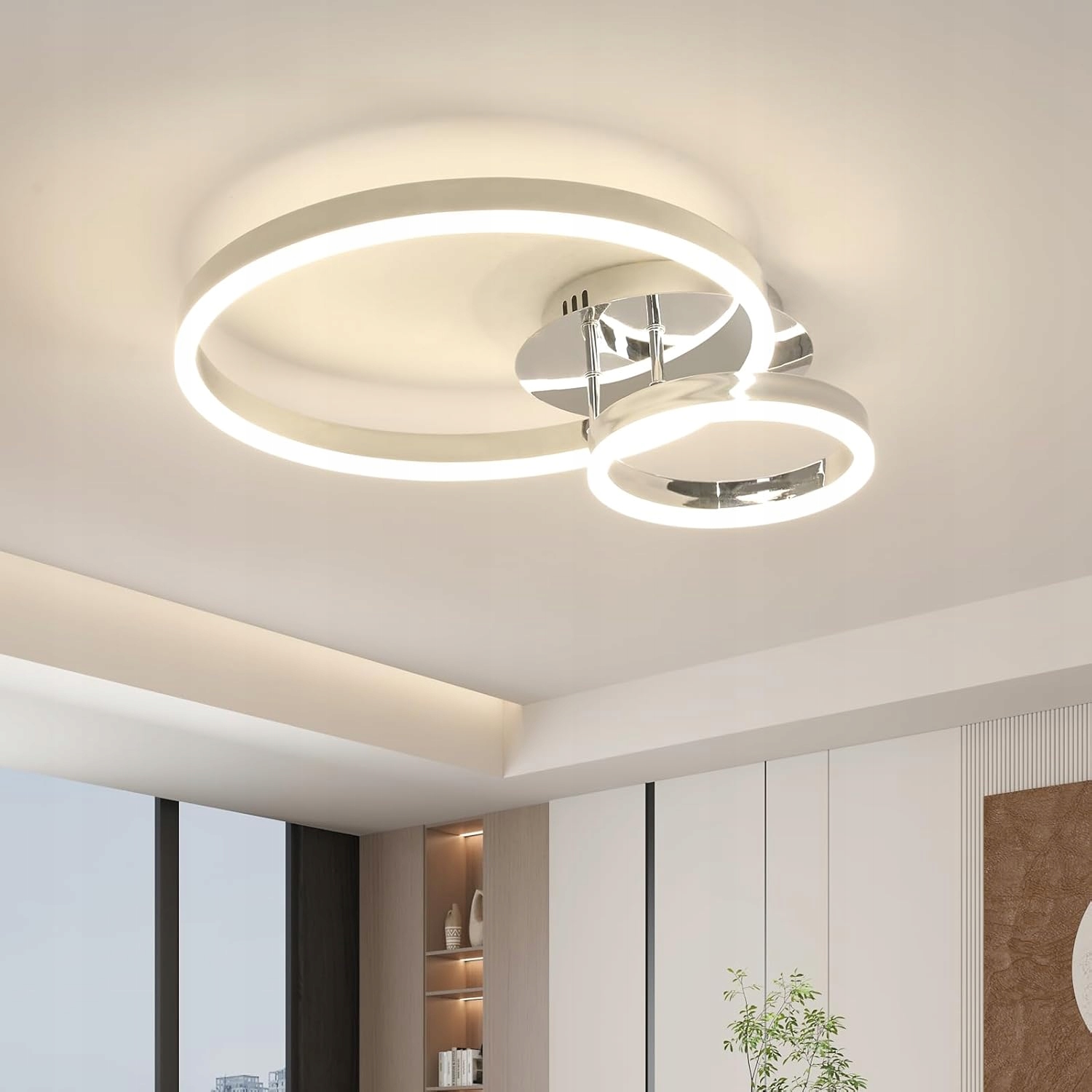 ŻYRANDOL Srebrny LED PLAFON SUFITOWY RING NOWOCZESNY do 42W 4500K - obrazek 2