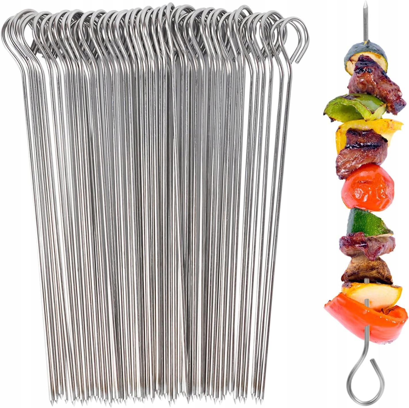 SZPIKULCE SZPILKI SZAMPURY DO SZASZŁYKÓW MIĘSA NIERDZEWNE GRILL BBQ 50 SZT