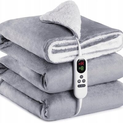 Duży Koc Mia Coco Koc elektryczny z automatycznym wyłączaniem 130x180 szary
