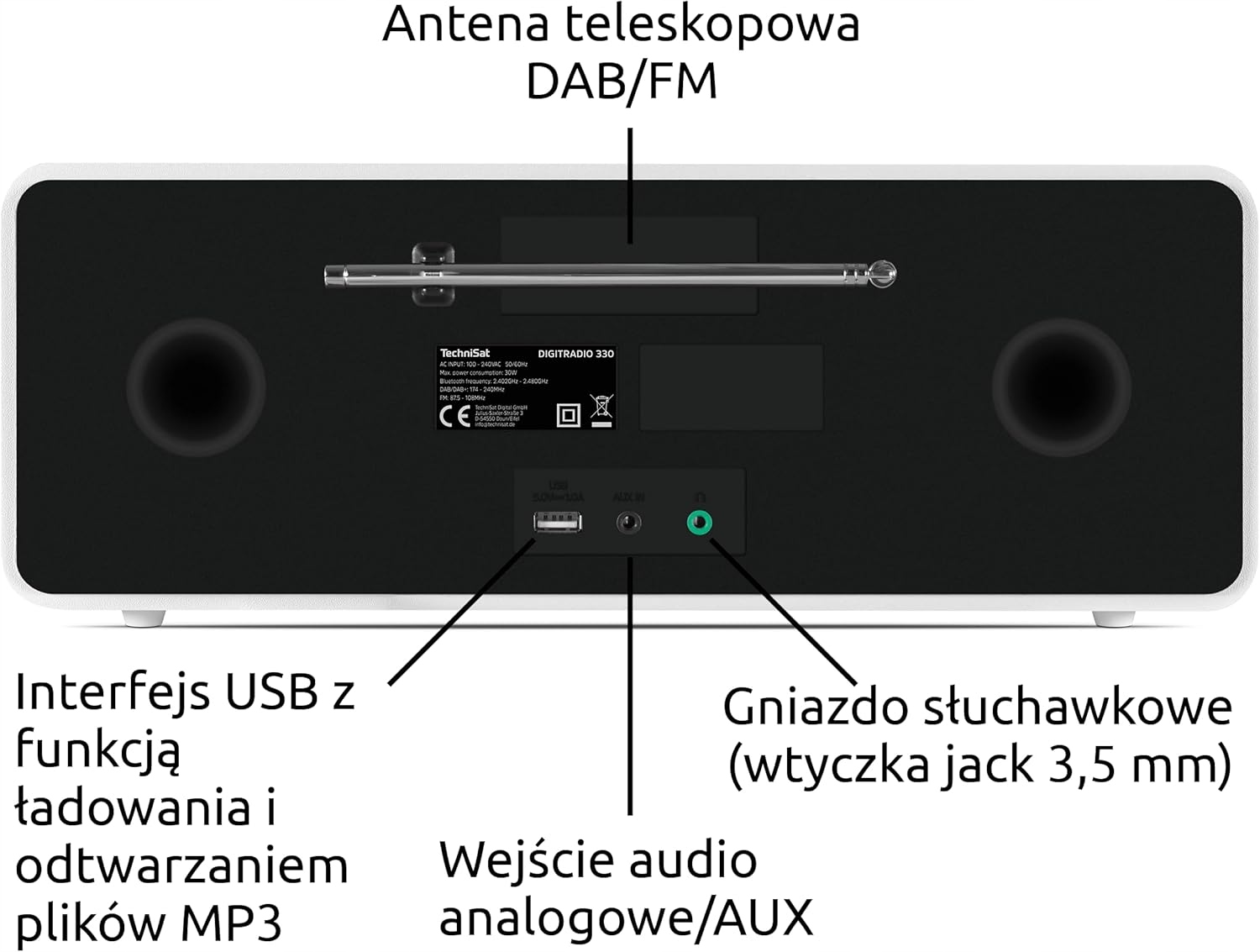 Radio przenośne Głośnik Odtwarzacz CD mikrowieża Bluetooth DAB+ TechniSat - obrazek 3