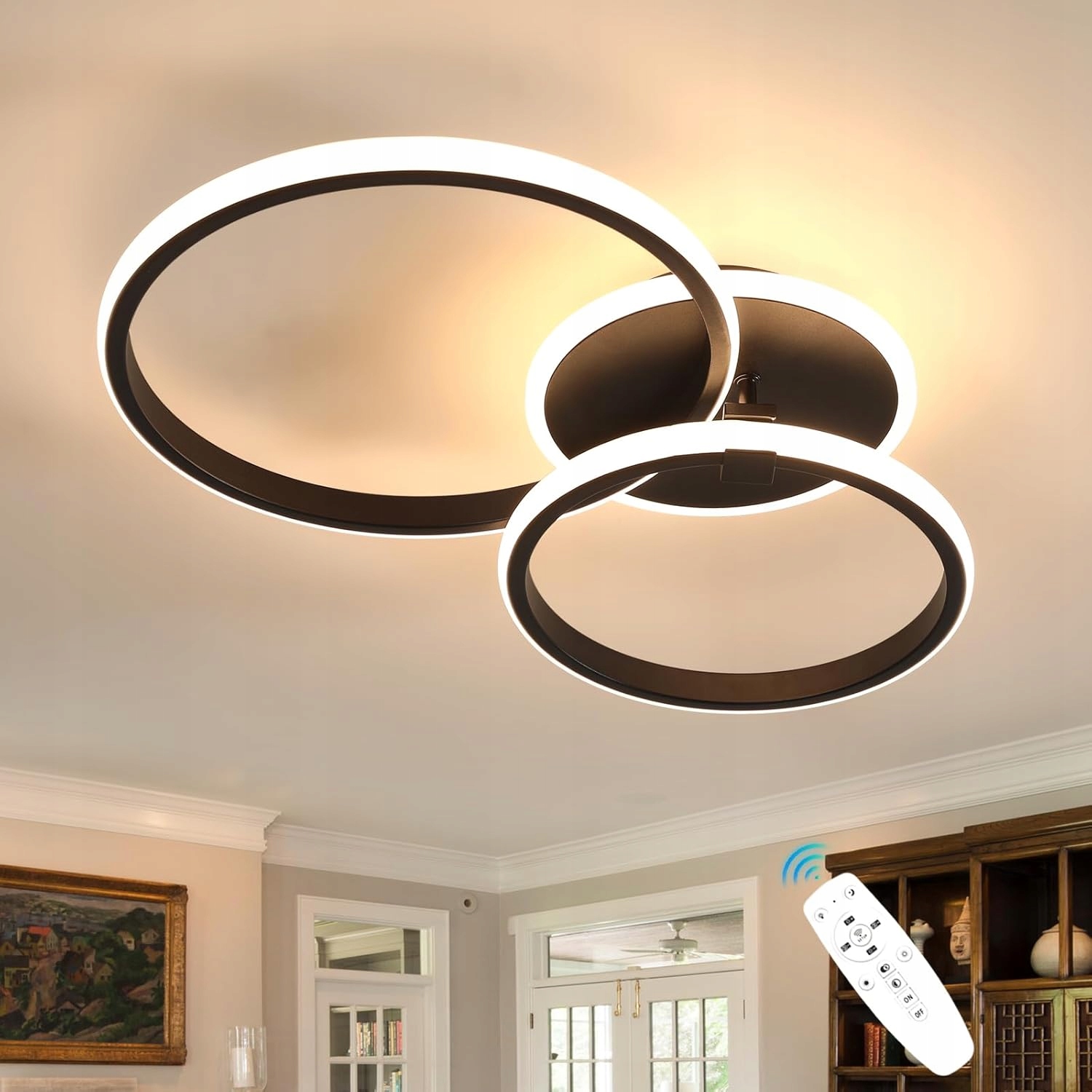 LAMPA SUFITOWA LED PLAFON PIERŚCIEŃ ŻYRANDOL NOWOCZESNA DO SALONU 38W 6500K - obrazek 2