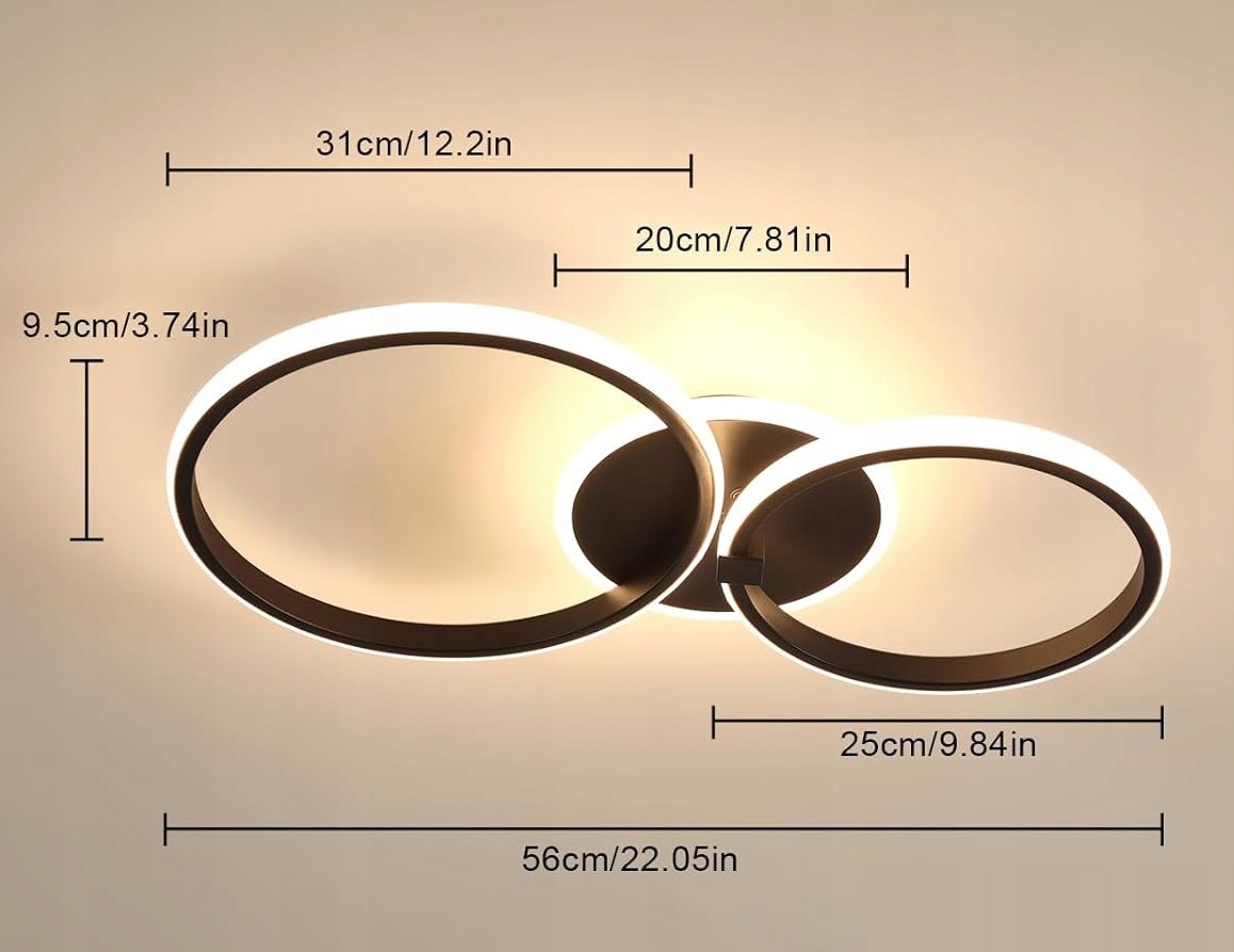 LAMPA SUFITOWA LED PLAFON PIERŚCIEŃ ŻYRANDOL NOWOCZESNA DO SALONU 38W 6500K - obrazek 3