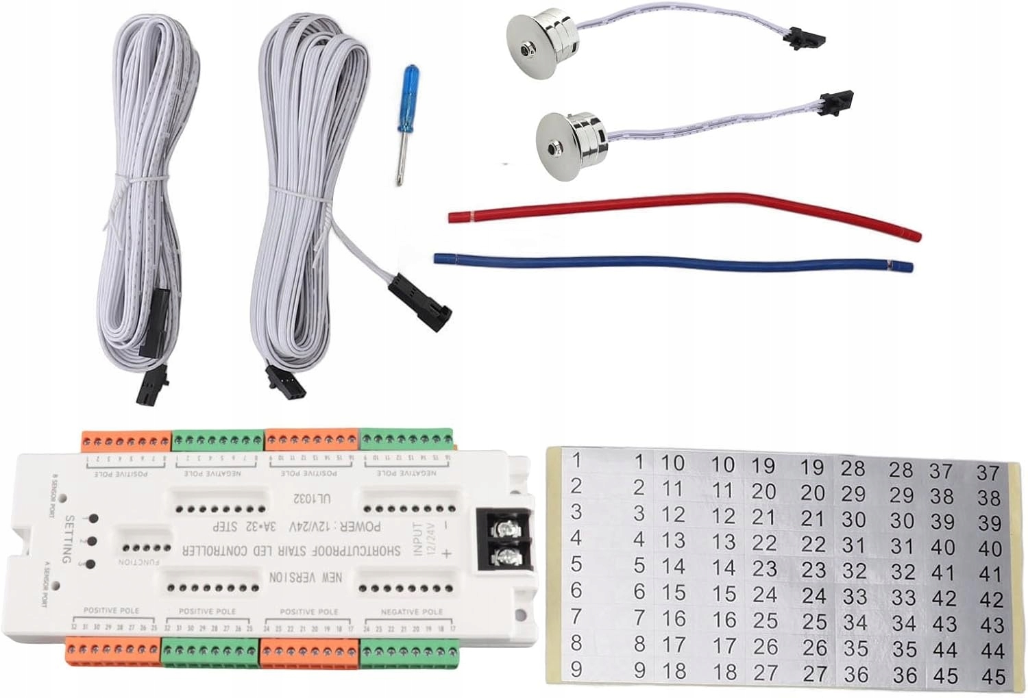 Sterownik Schodowy 32 kanały 12-24V DC 500W 2x Czujka ruchu Kontroler Safe - obrazek 2