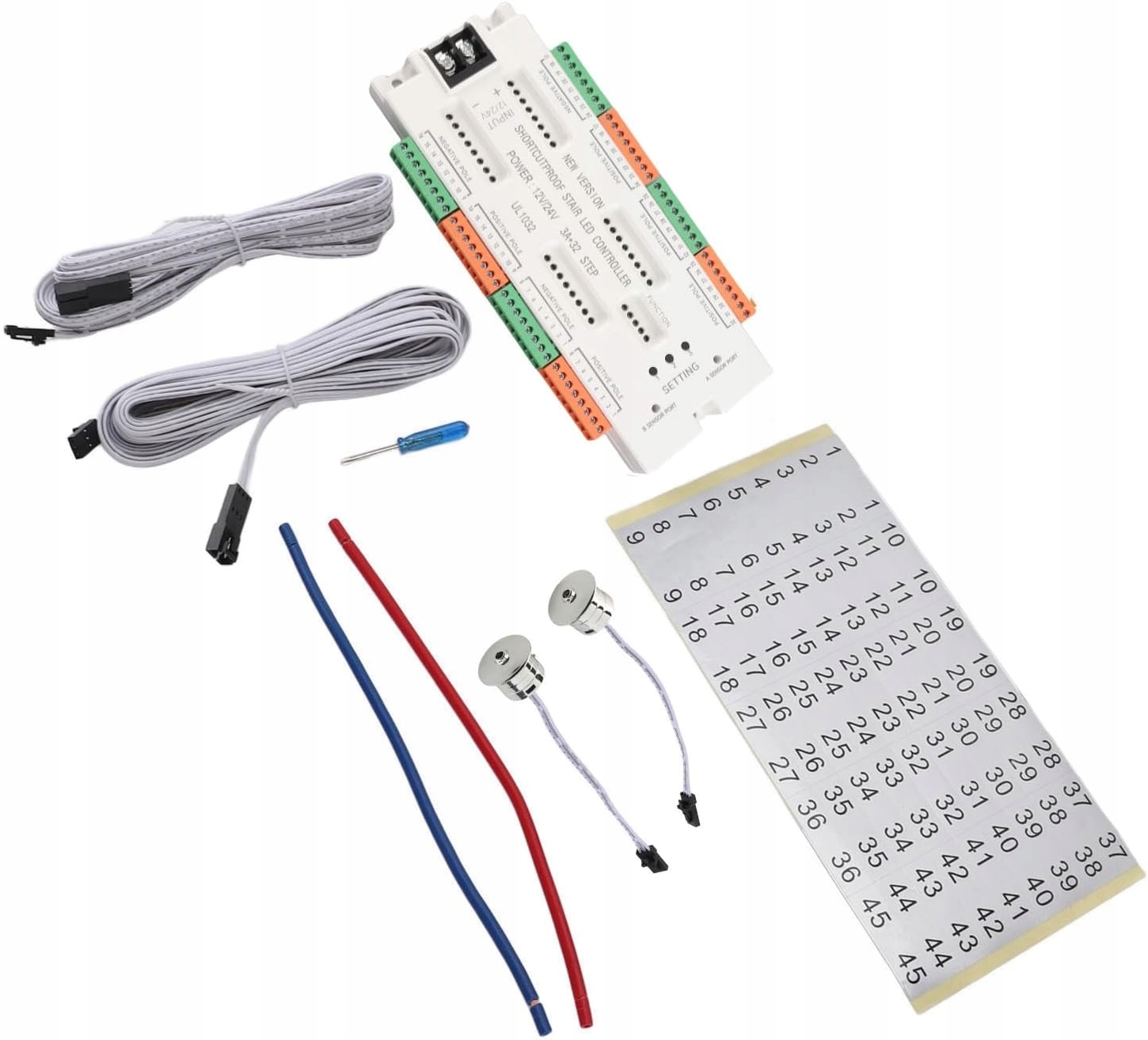 Sterownik Schodowy 32 kanały 12-24V DC 500W 2x Czujka ruchu Kontroler Safe - obrazek 3