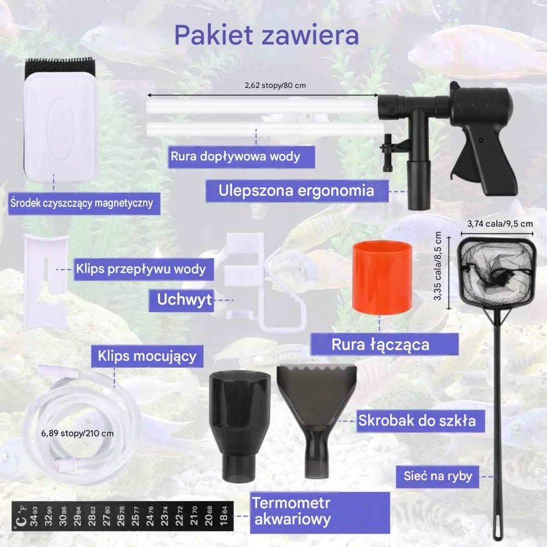 RĘCZNY MANUALNY ODKURZACZ RURKA SSĄCA DO CZYSZCZENIA PIASKU WODY W AKWARIUM - obrazek 2