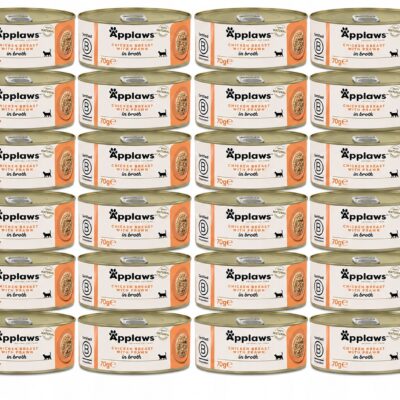 24x Applaws puszka dla kota filet z KURCZAKA i KREWETKI w bulionie 70g