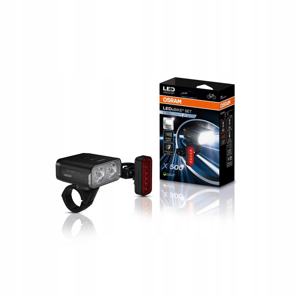 Zestaw lampek rowerowych przód i tył Osram LEDsBIKE EXPLORER X 500 SET - obrazek 2