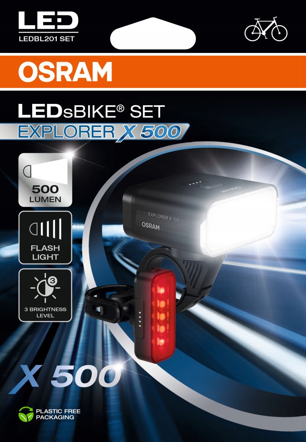 Zestaw lampek rowerowych przód i tył Osram LEDsBIKE EXPLORER X 500 SET - obrazek 13