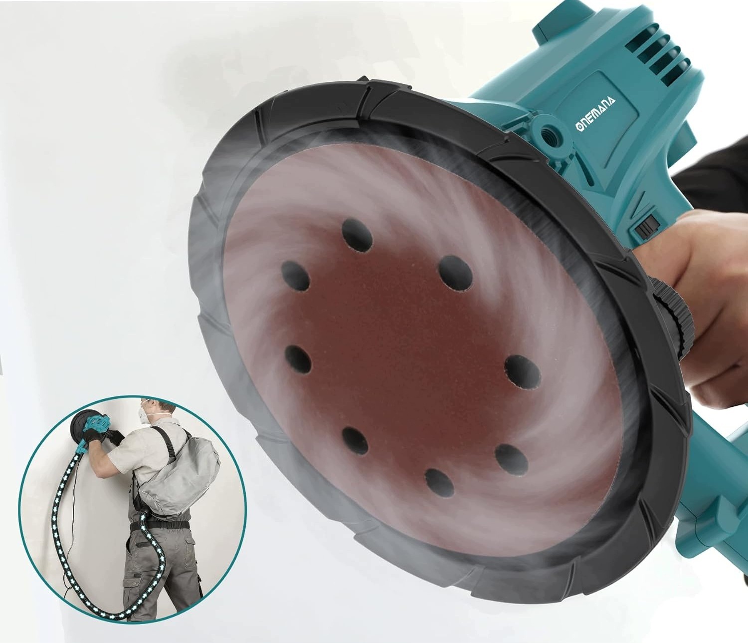Szlifierka do gładzi gipsu suchej zabudowy 180mm 750 W z odsysaniem pyłu 2m - obrazek 6