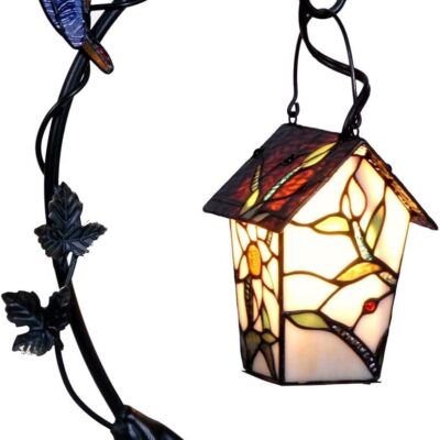 Lampa stołowa Tiffany Bieye L30617 Witrażowa lampka Domek dla ptaków 53 cm