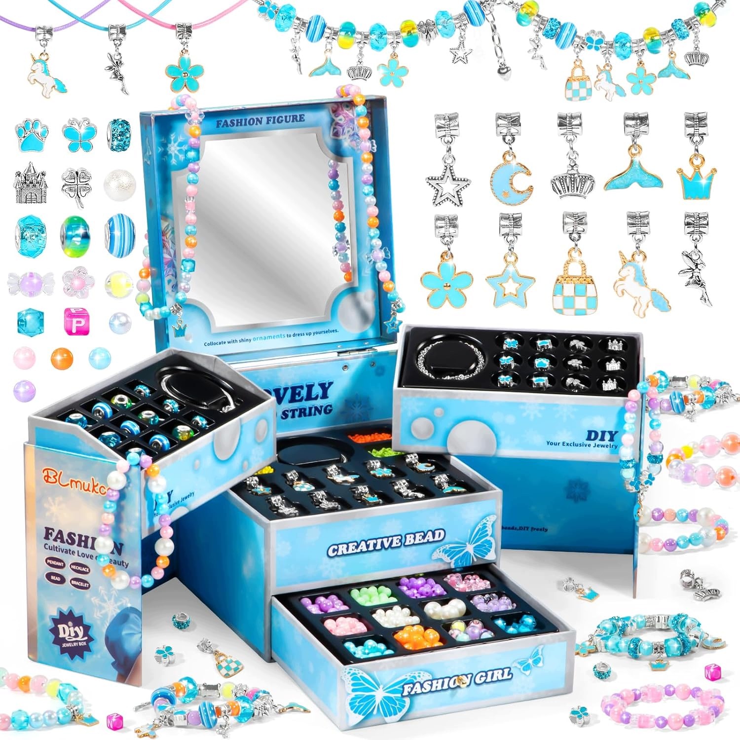Zestaw do robienia bransoletek biżuterii OGROMNY DIY LUSTERKO SZKATUŁKA - obrazek 2