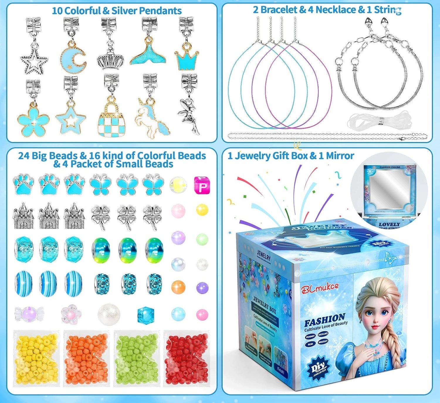 Zestaw do robienia bransoletek biżuterii OGROMNY DIY LUSTERKO SZKATUŁKA - obrazek 3