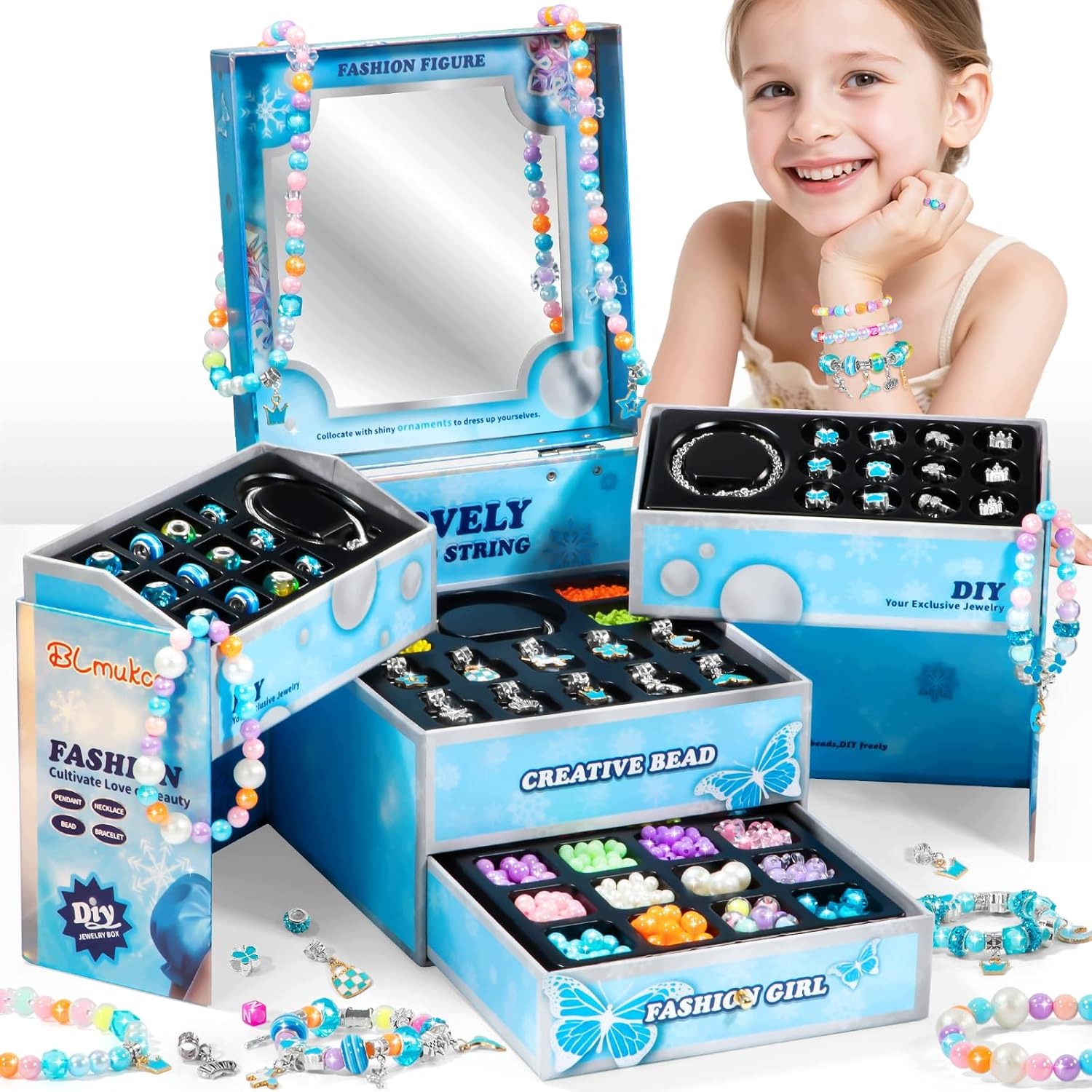 Zestaw do robienia bransoletek biżuterii OGROMNY DIY LUSTERKO SZKATUŁKA - obrazek 7