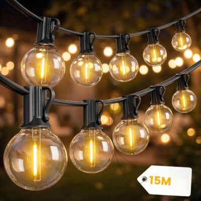 GIRLANDA ŚWIETLNA OGRODOWA 15m 50LED Lampki Ogrodowe Zewnętrzna Prąd IP44