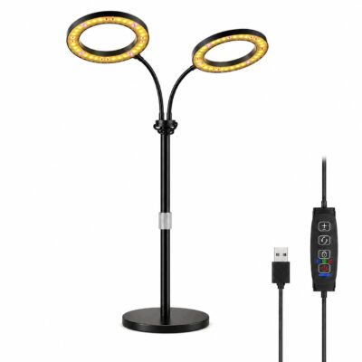 Lampa LED do roślin 16 cm DUŻA PODWÓJNA GŁOWICA STATYW 58-74 TIMER