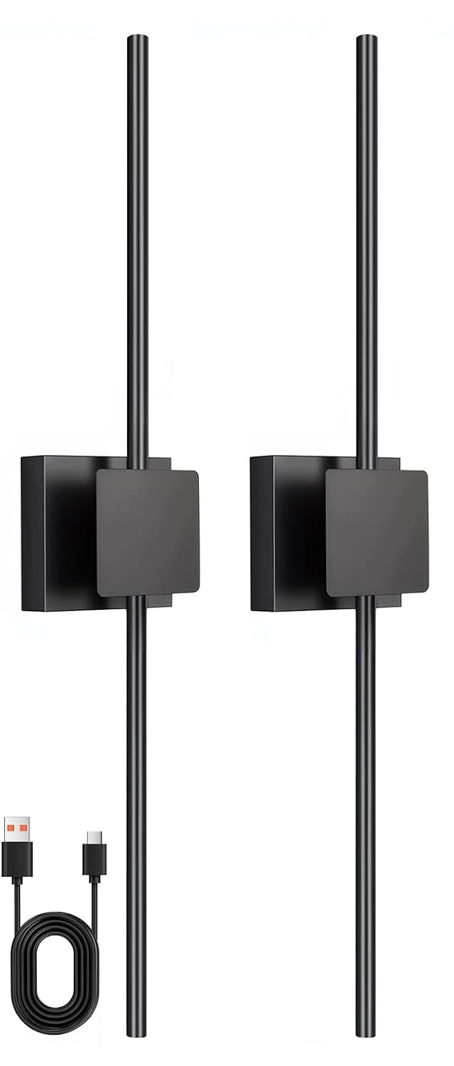 2x Bezprzewodowa Lampa Ścienna LED 70 cm Pilot 3 Barwy 10000 mAh Czarne