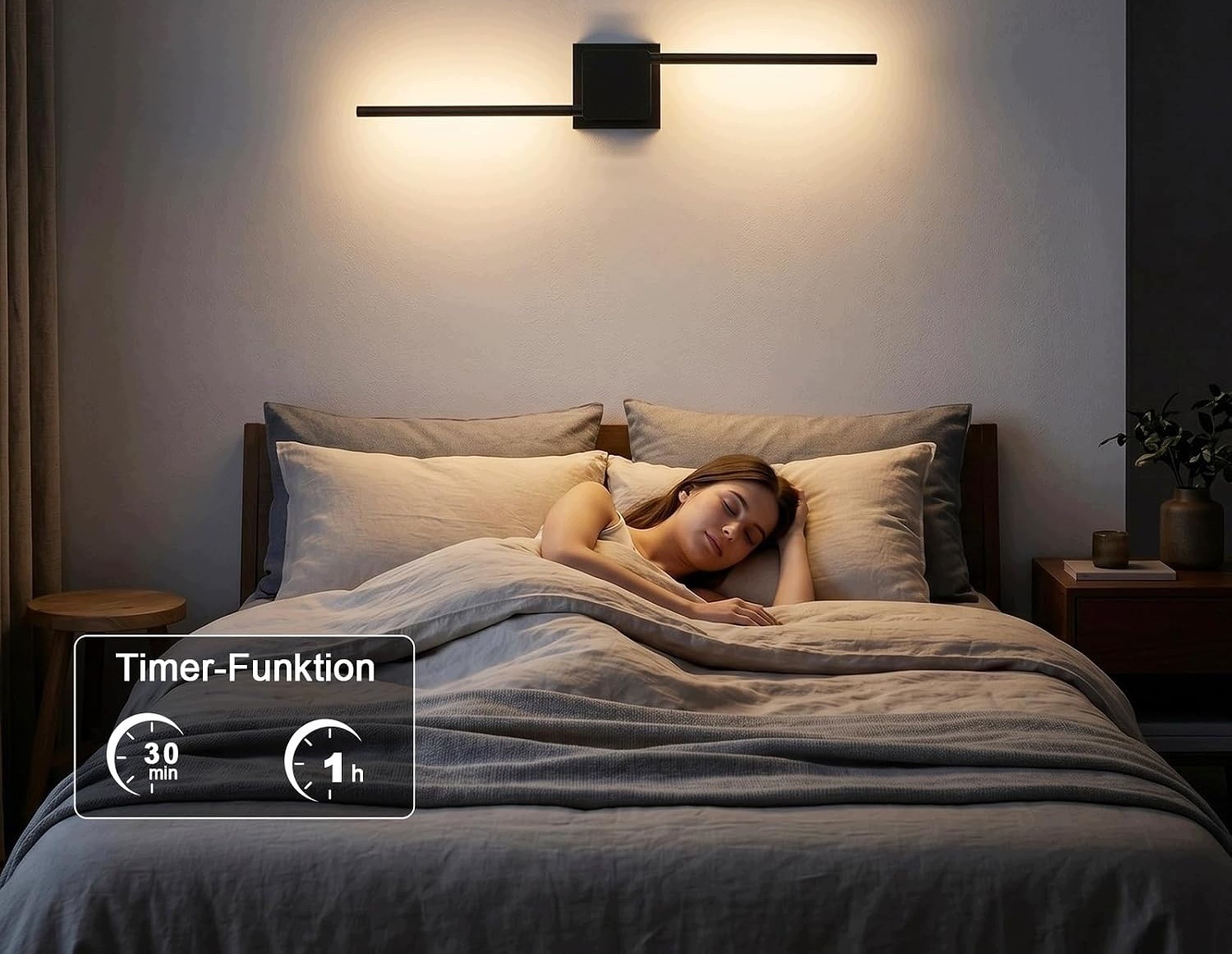 2x Bezprzewodowa Lampa Ścienna LED 70 cm Pilot 3 Barwy 10000 mAh Czarne - obrazek 4