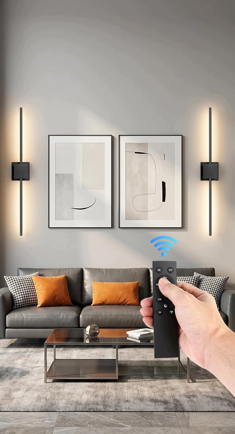 2x Bezprzewodowa Lampa Ścienna LED 70 cm Pilot 3 Barwy 10000 mAh Czarne - obrazek 5
