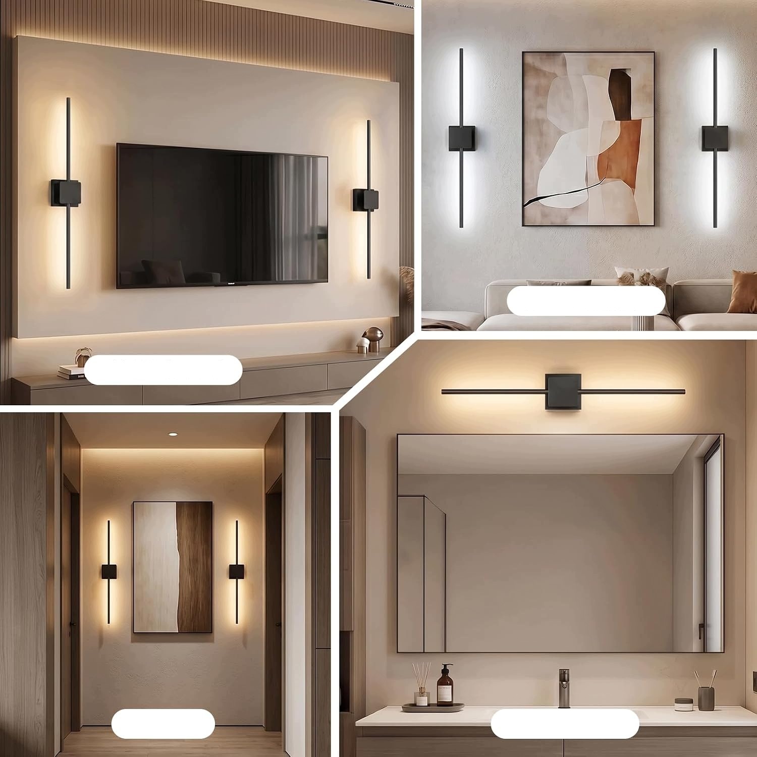 2x Bezprzewodowa Lampa Ścienna LED 70 cm Pilot 3 Barwy 10000 mAh Czarne - obrazek 6