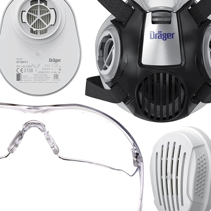 Półmaska Dräger X-plore 3300 filtrem cząstek stałych P3 okulary X-pect8320 - obrazek 4