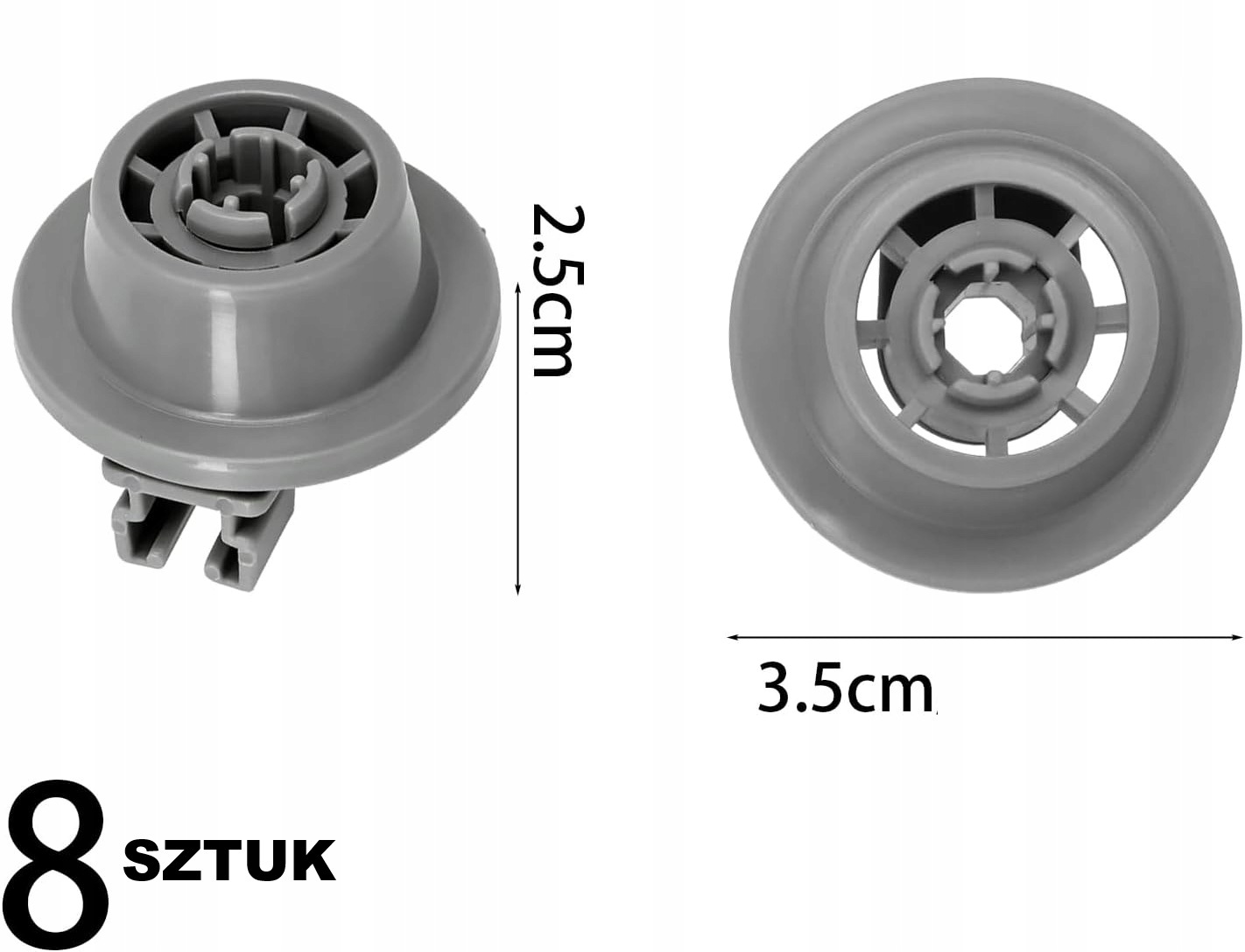 8x Kółko Rolki kosza dolnego zmywarki Bosch Siemens SMI SMS SMV 00611475 - obrazek 4