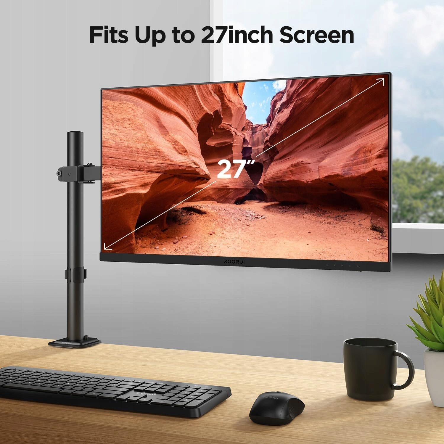 UCHWYT NA MONITOR DO BIURKA Z REGULACJĄ KOORUI KR10G 13-27" VESA do 10kg - obrazek 6