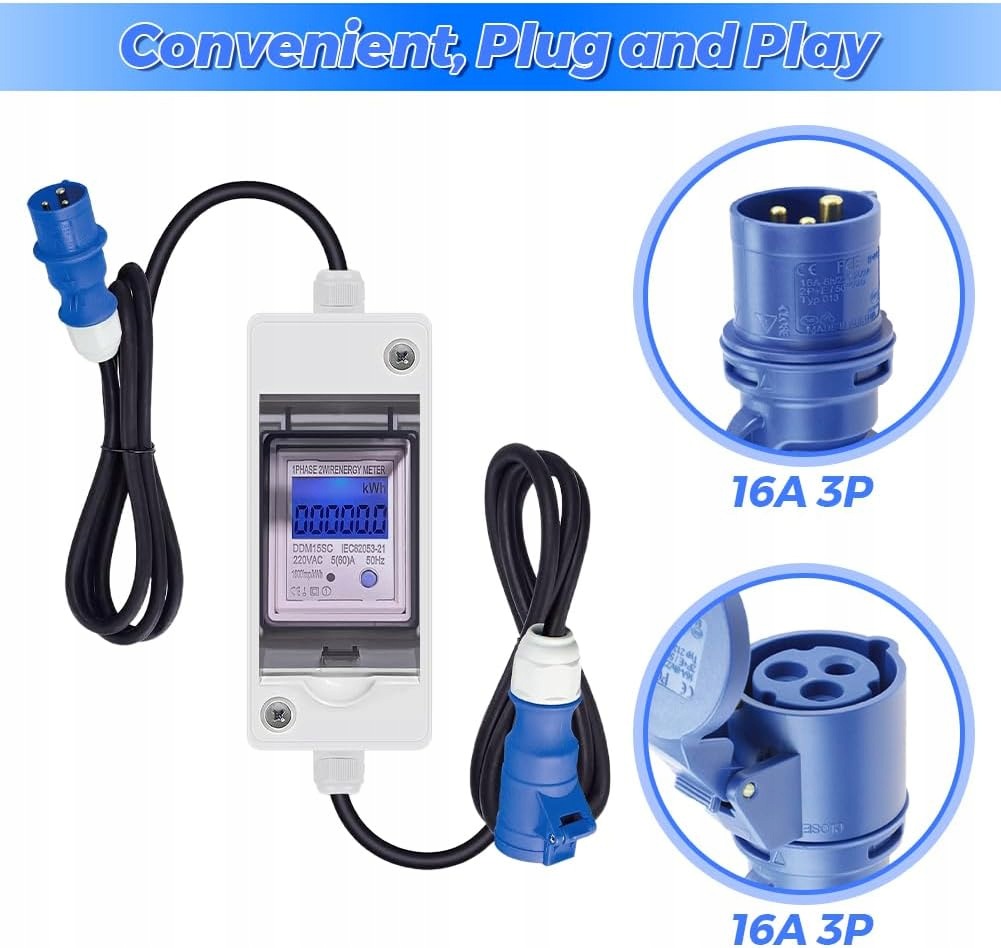 Mobilny Cyfrowy licznik energii elektrycznej DLB-L TYPE 213X IP44, 230 V - obrazek 4