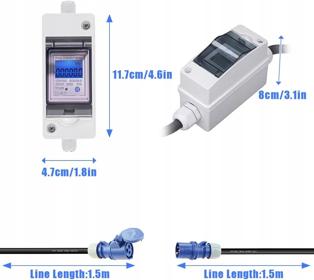 Mobilny Cyfrowy licznik energii elektrycznej DLB-L TYPE 213X IP44, 230 V - obrazek 5