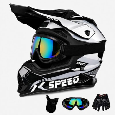 Kask motocyklowy cross/enduro Generic ECE 22.06 gogle rękawice maska XS/S